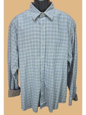 Johnston & Murphy Mens Tailored Fit Plaid Dress Shirt XXL